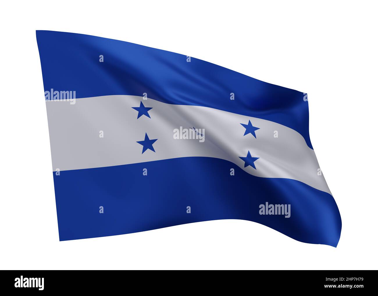 3d illustration flag of Honduras. Republic of Honduras high resolution flag isolated against white background. 3d rendering Stock Photo