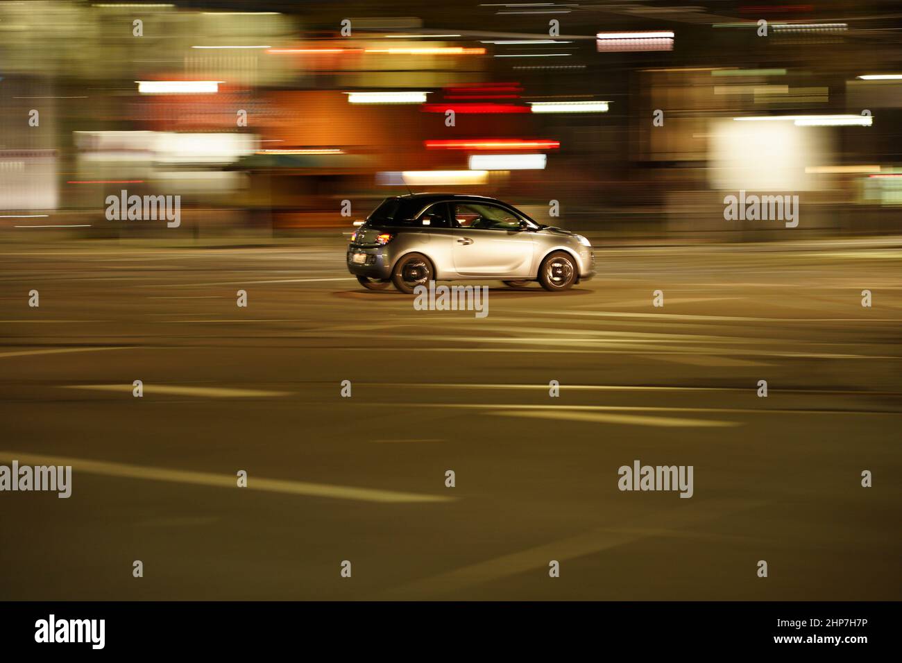 car driving at night Stock Photo Alamy