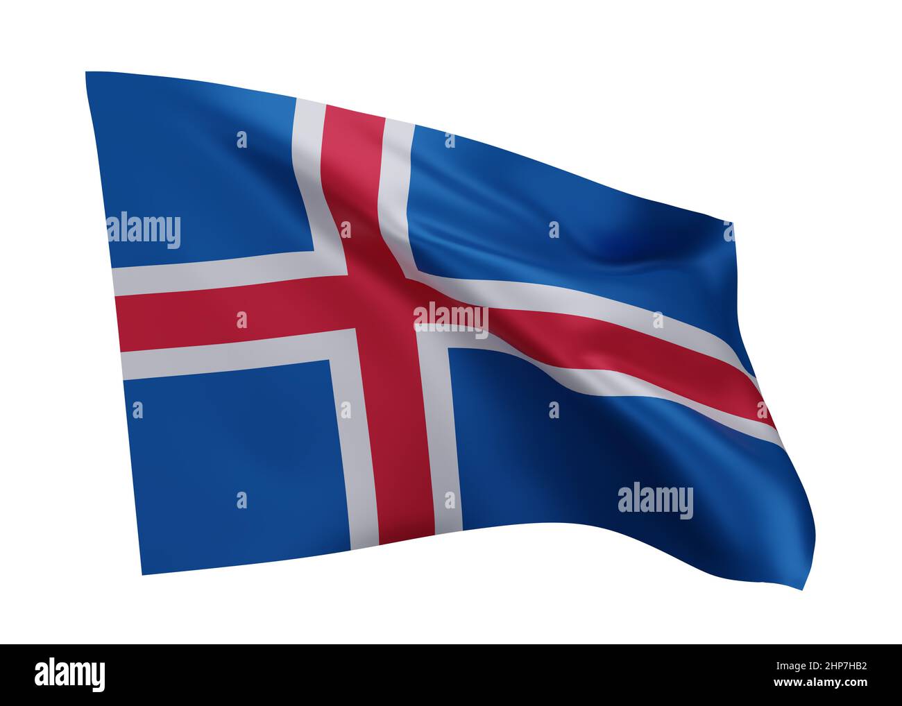 3d illustration flag of Iceland. Republic of Iceland high resolution flag isolated against white background. 3d rendering Stock Photo