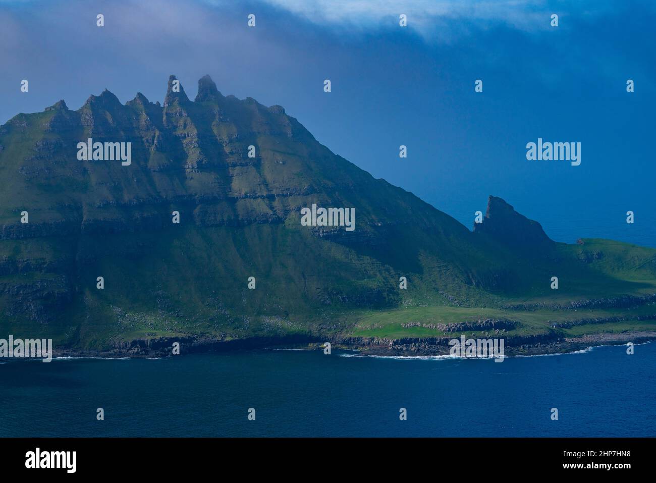 View of Tindholmur Island from Vagar Island, Faroe Islands, Denmark ...