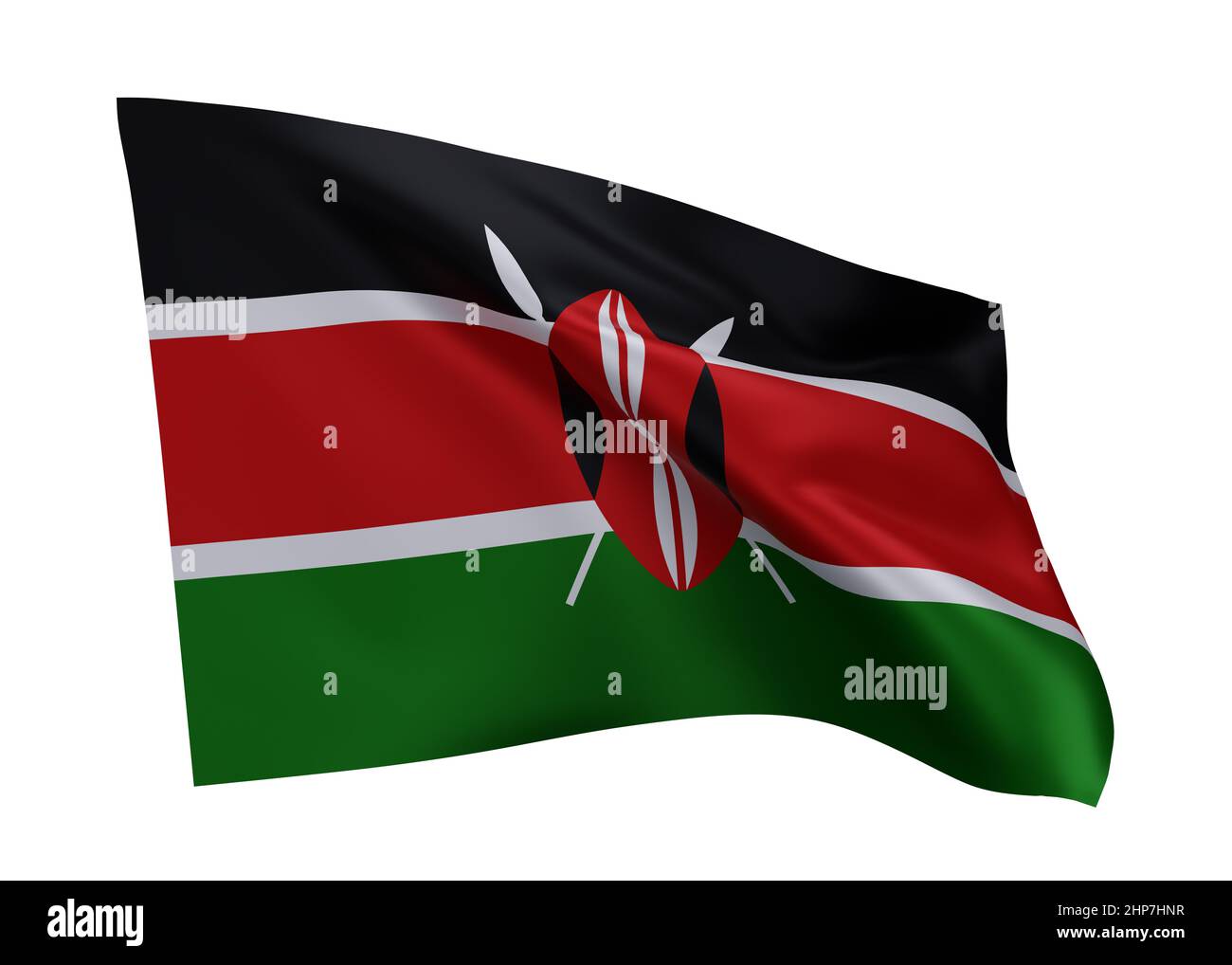 3d illustration flag of Kenya. Kenyan high resolution flag isolated against white background. 3d rendering Stock Photo