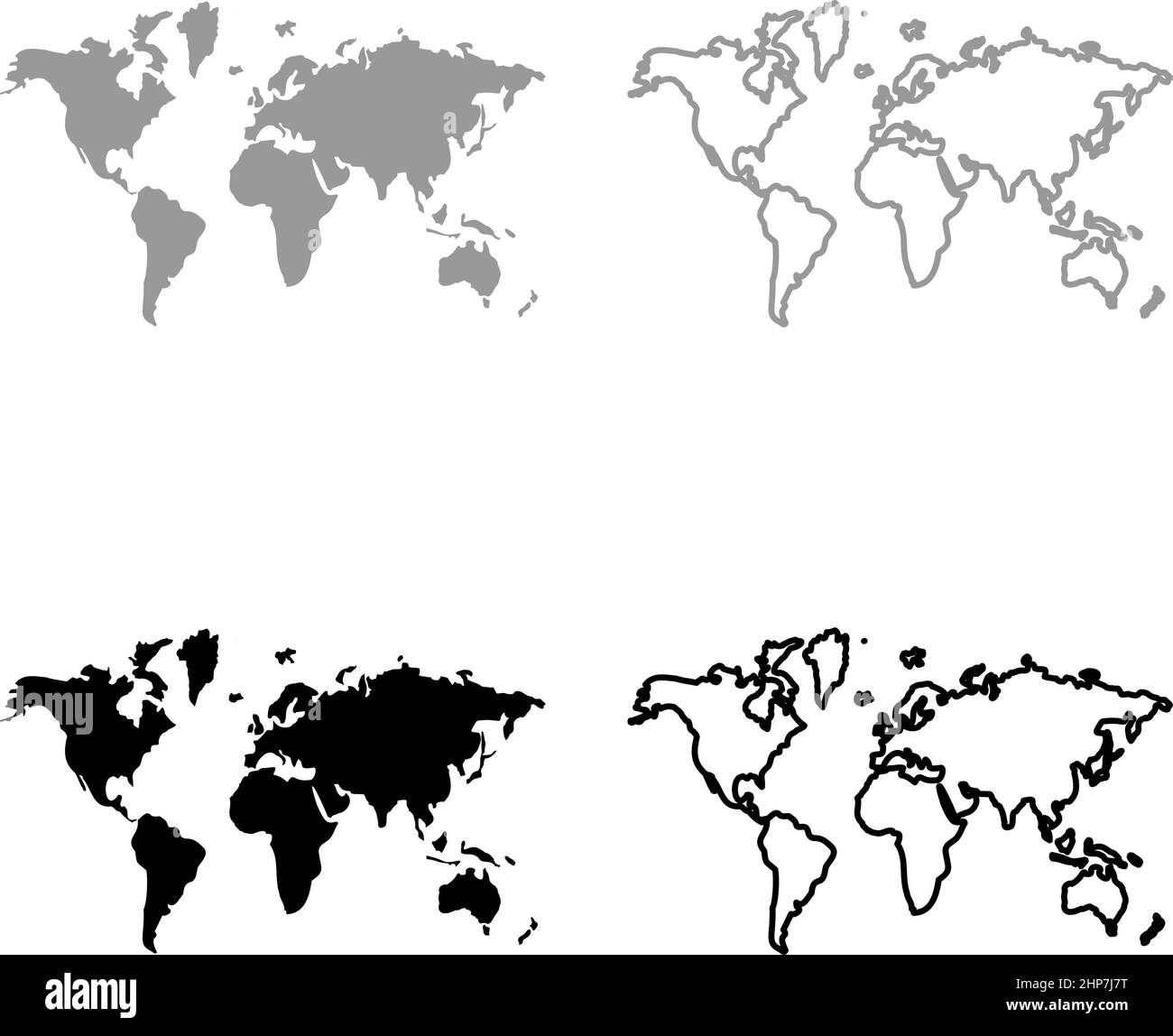 Map world set icon grey black color vector illustration image flat