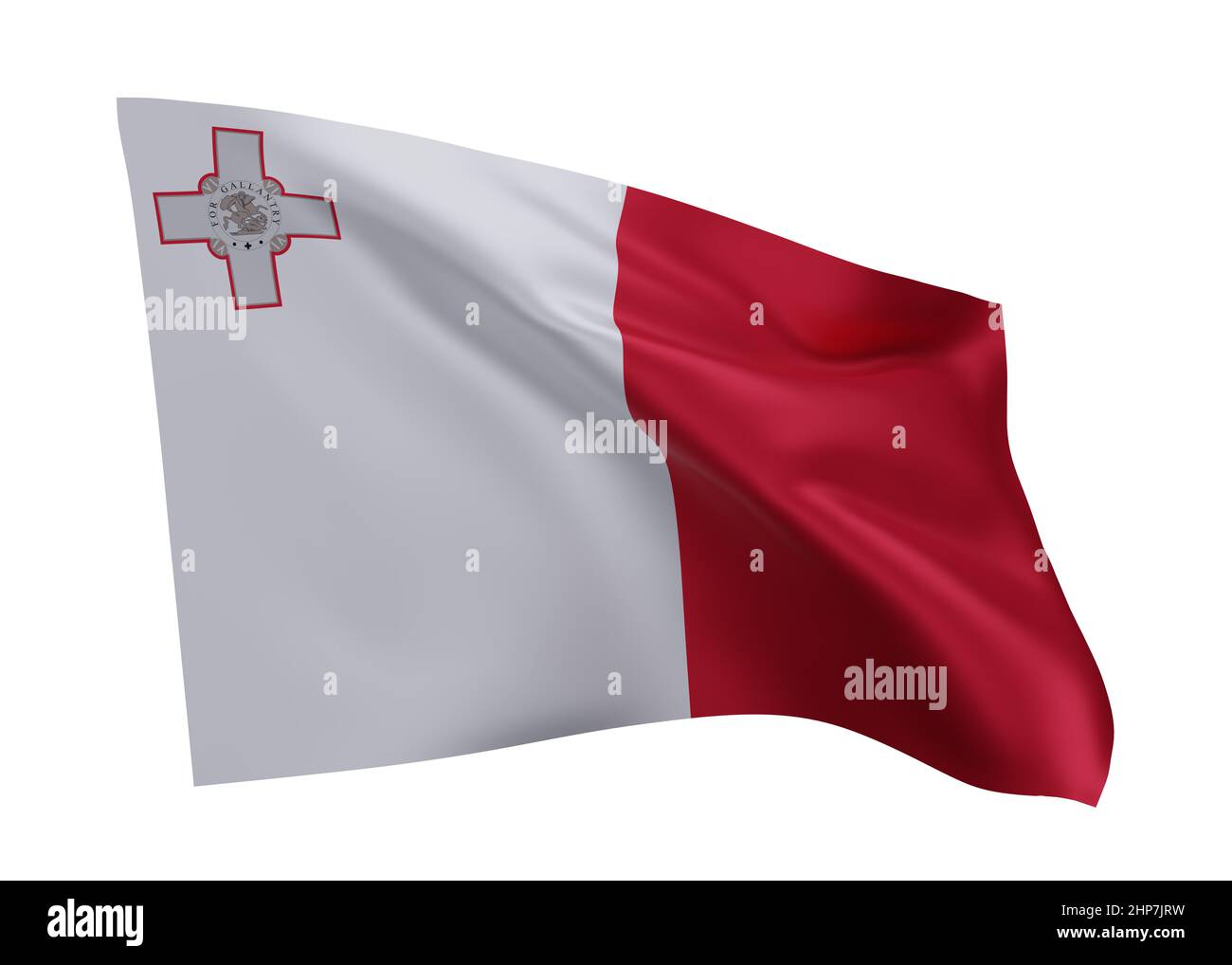 3d illustration flag of Republic of Malta. Maltese high resolution flag isolated against white background. 3d rendering Stock Photo