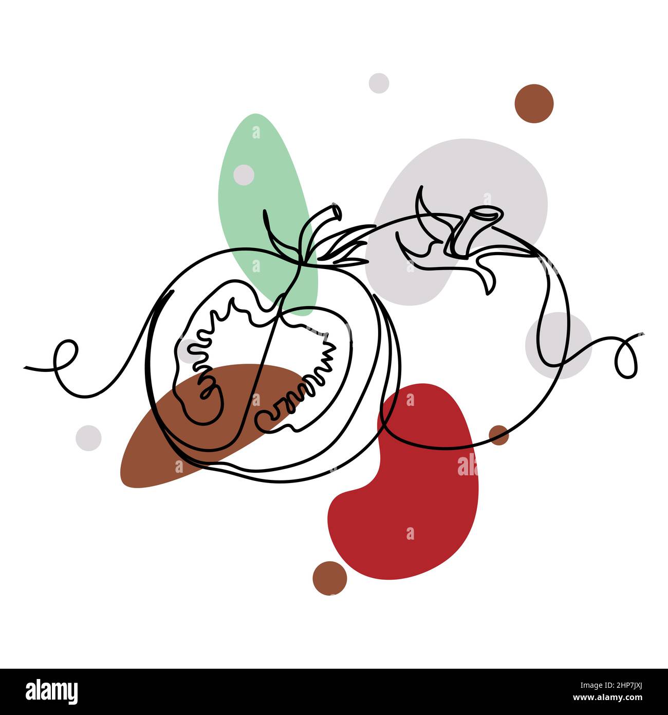 Vector abstract continuous one single simple line drawing icon of fresh ...
