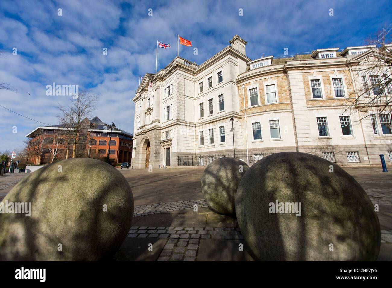 The 1913 facade of County Hall Maidstone, Kent. County Hall, formerly