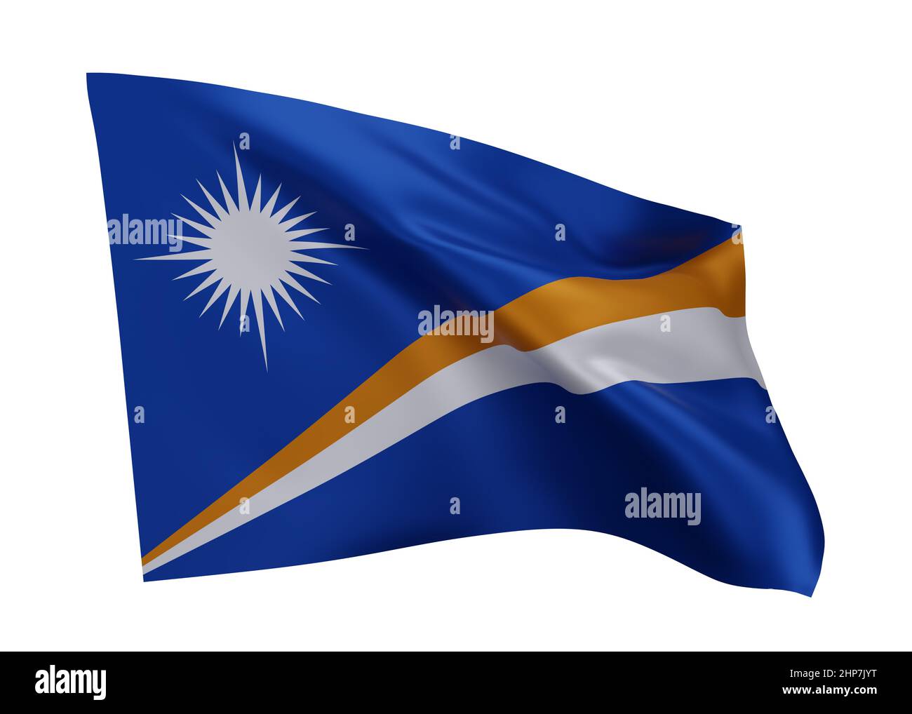 3d illustration flag of Marshall Islands. Marshall Islands high resolution flag isolated against white background. 3d rendering Stock Photo
