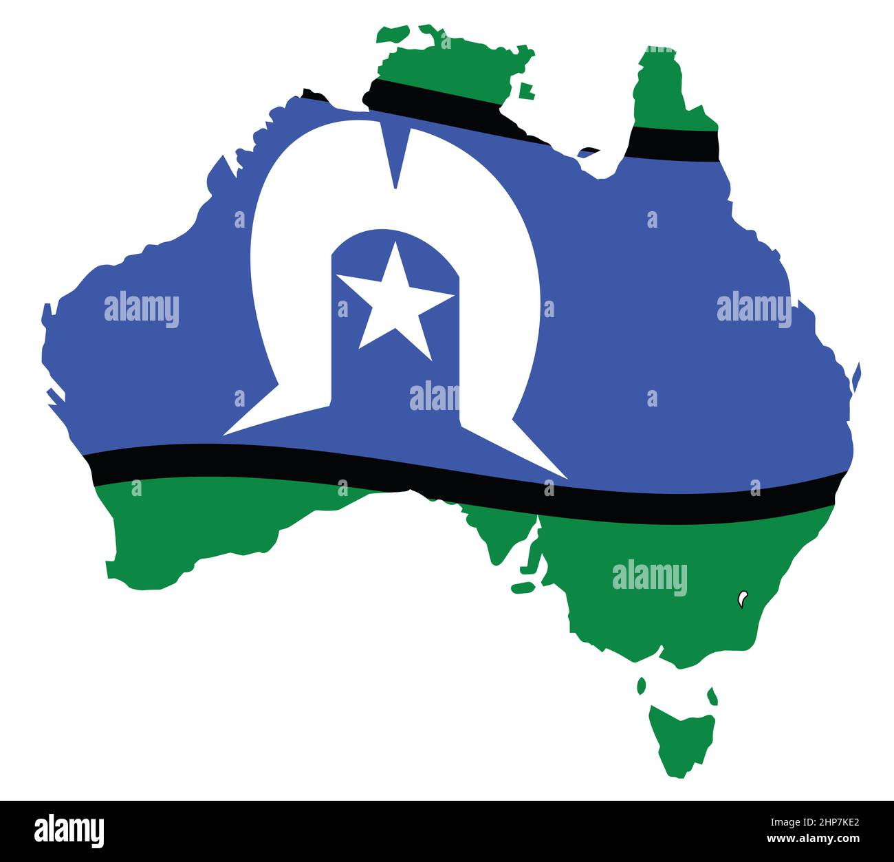 Torres Strait Islander Flag On Map Of Australia Stock Vector