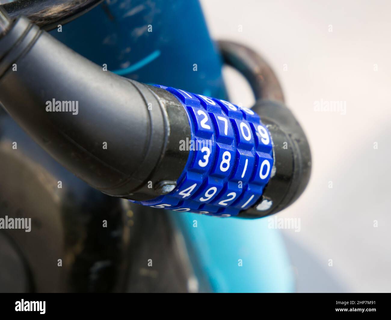 Bicycle combination lock with cable Stock Photo