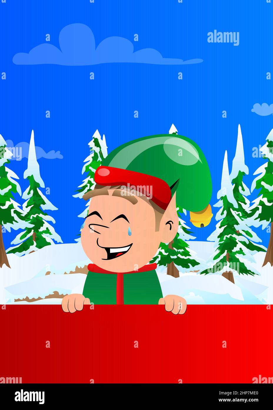 Christmas Elf holding blank empty sign Stock Vector Image & Art - Alamy