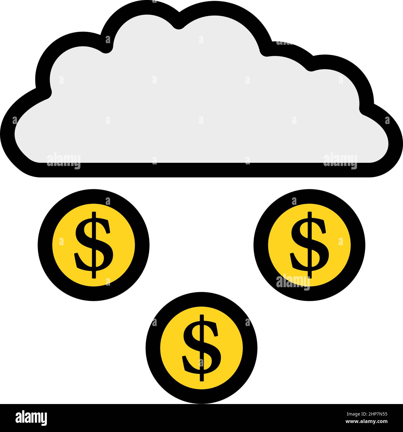 Coins Falling From Cloud Icon Stock Vector