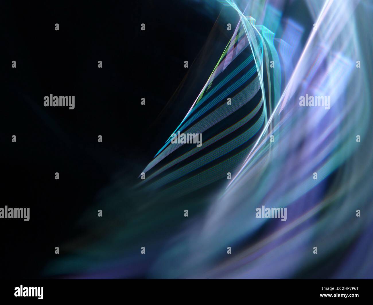 Illustration of wavy abstract lines floating in the dark space Stock Photo