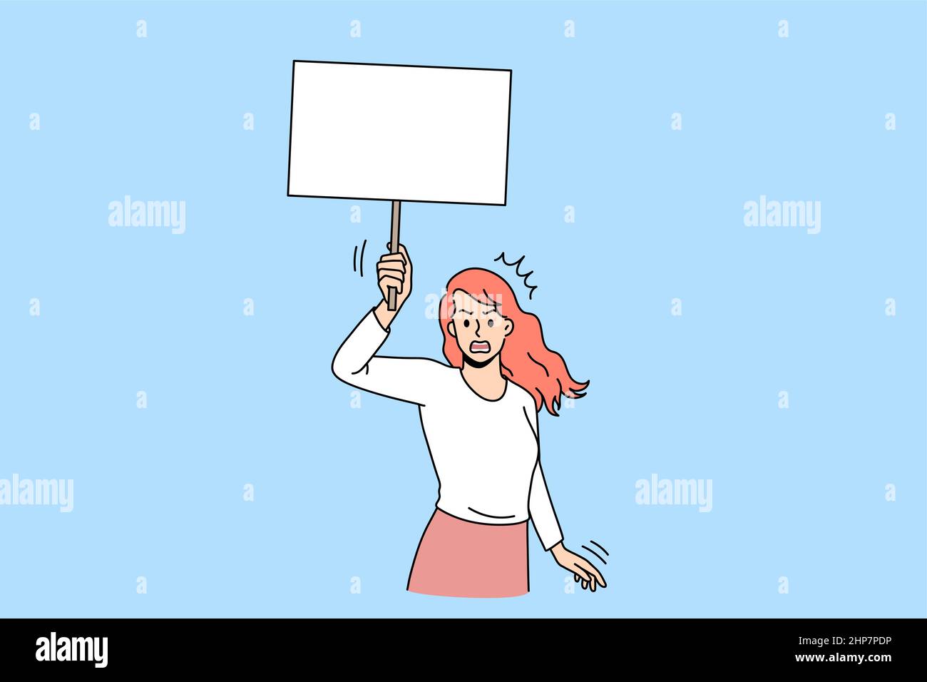 Woman activist with placard on demonstration Stock Vector