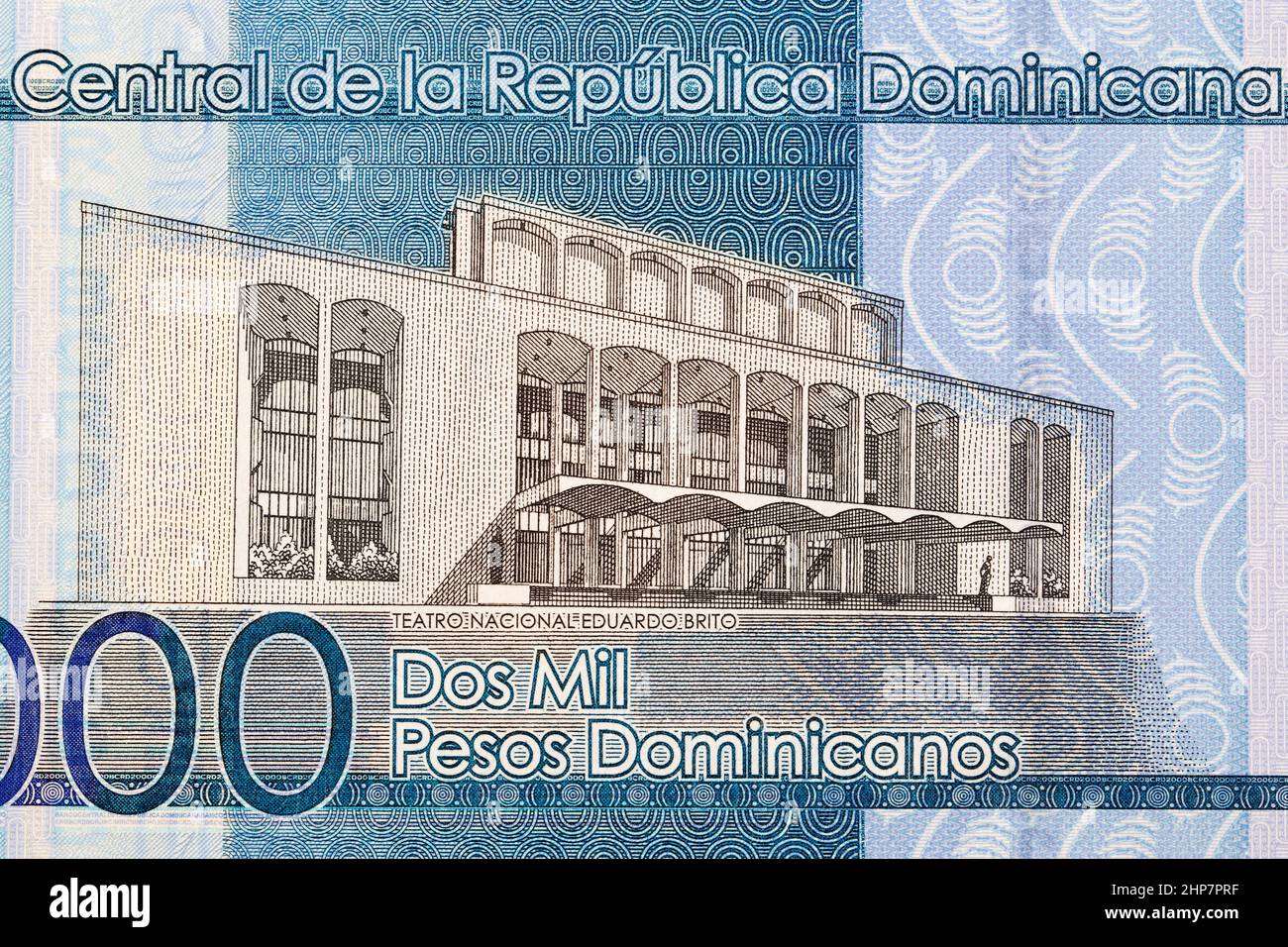 Eduardo Brito National Theater from Dominican Republic money - Pesos Stock Photo