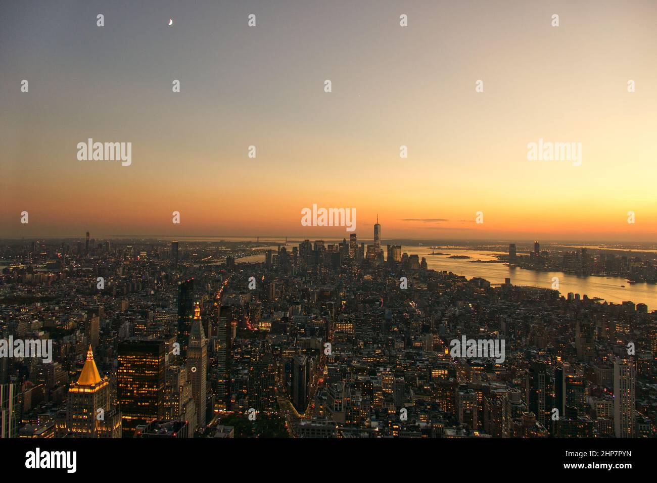 New York Night Skyline Stock Photo