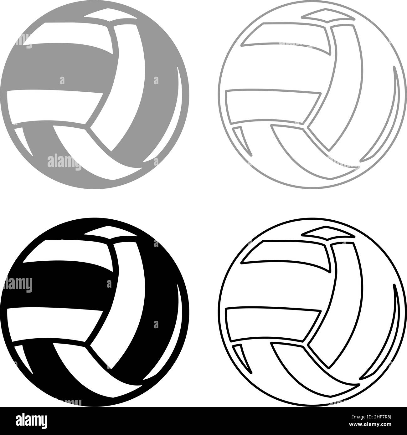 Volleyball ball sport equipment set icon grey black color vector illustration image flat style solid fill outline contour line thin Stock Vector
