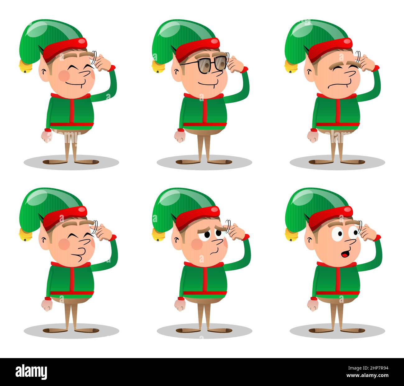 Christmas Elf shows a you're nuts gesture by twisting his finger around his temple. Stock Vector