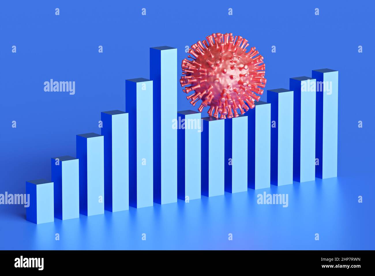 Graph of success and bankruptcy in coronavirus. Failure and recession from covid-19. 3d rendering Stock Photo