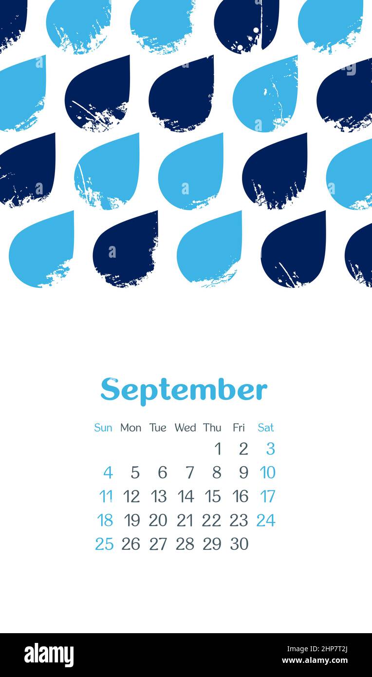 Calendar 2022 months September. Week starts Sunday Stock Vector