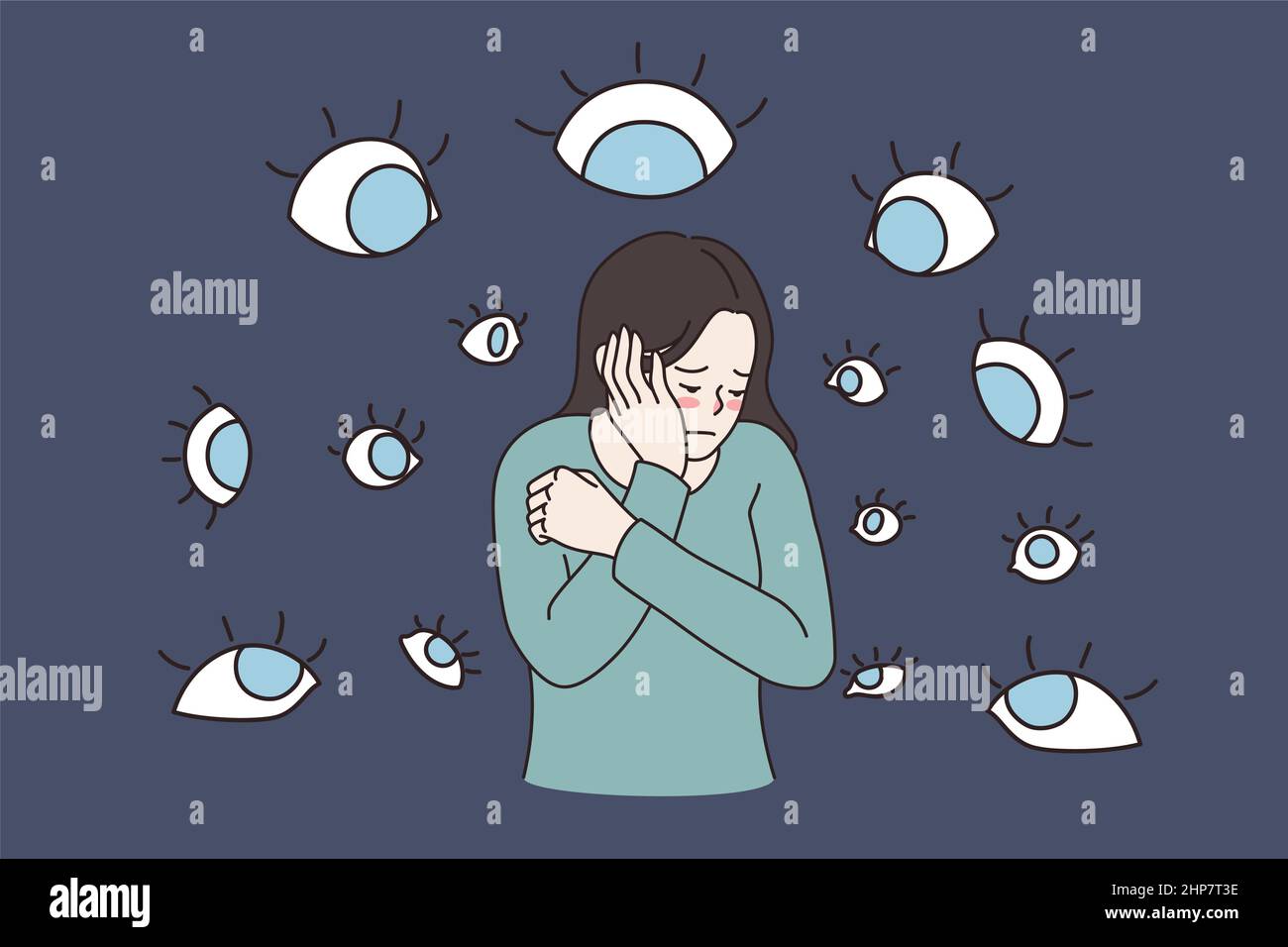Suffering from evil eyes concept. Stock Vector