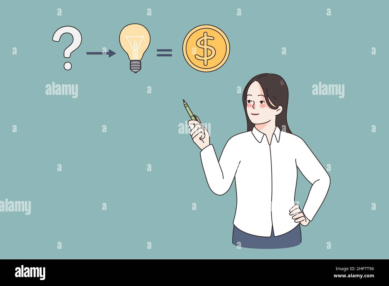 From question to making money concept. Stock Vector