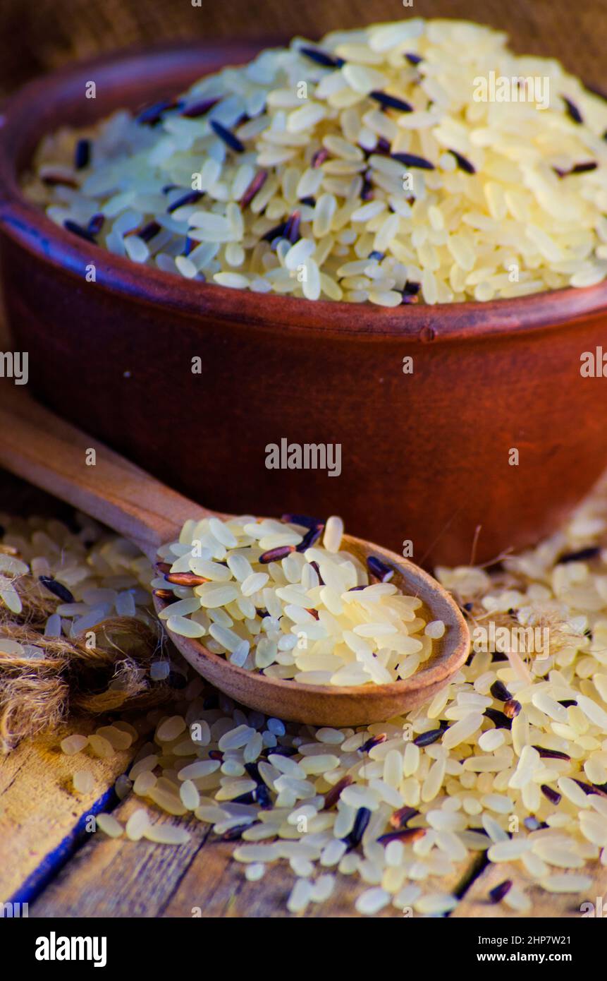 conventional grain and wild rice in a bowl Stock Photo