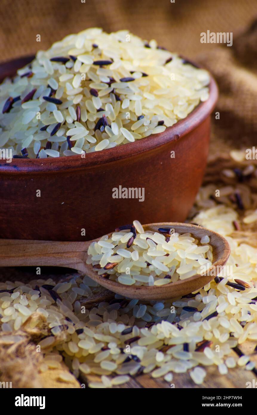 conventional grain and wild rice in a bowl Stock Photo