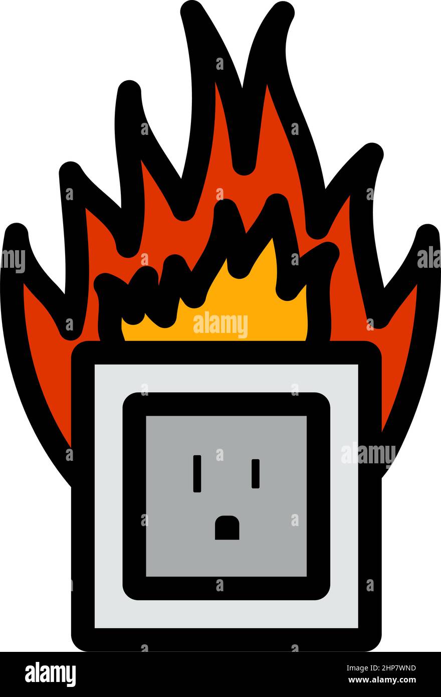 Electric Outlet Fire Icon Stock Vector