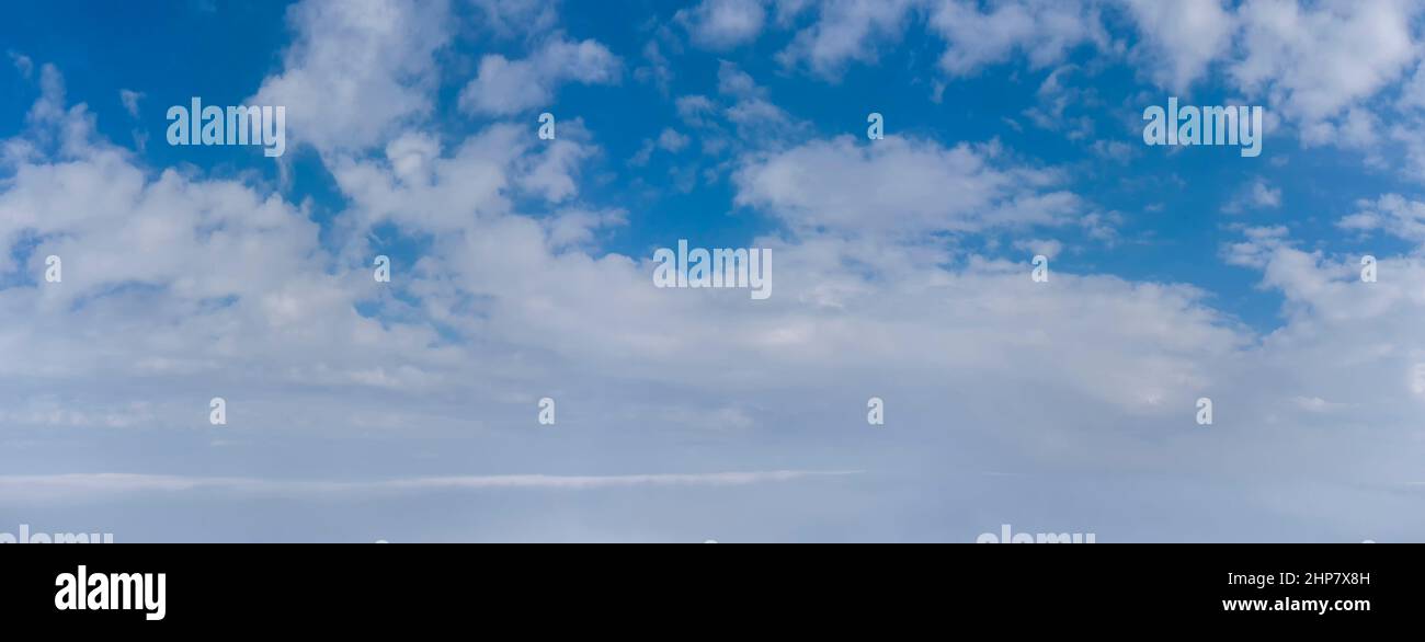 Panorama of blue sky with white clouds Stock Photo - Alamy