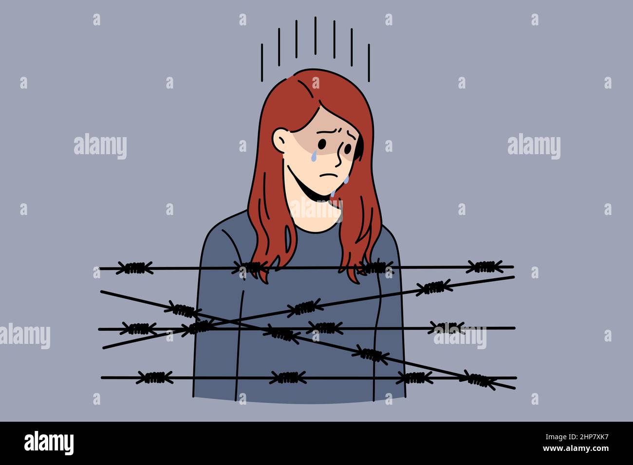 Captivity slavery and depression concept. Stock Vector