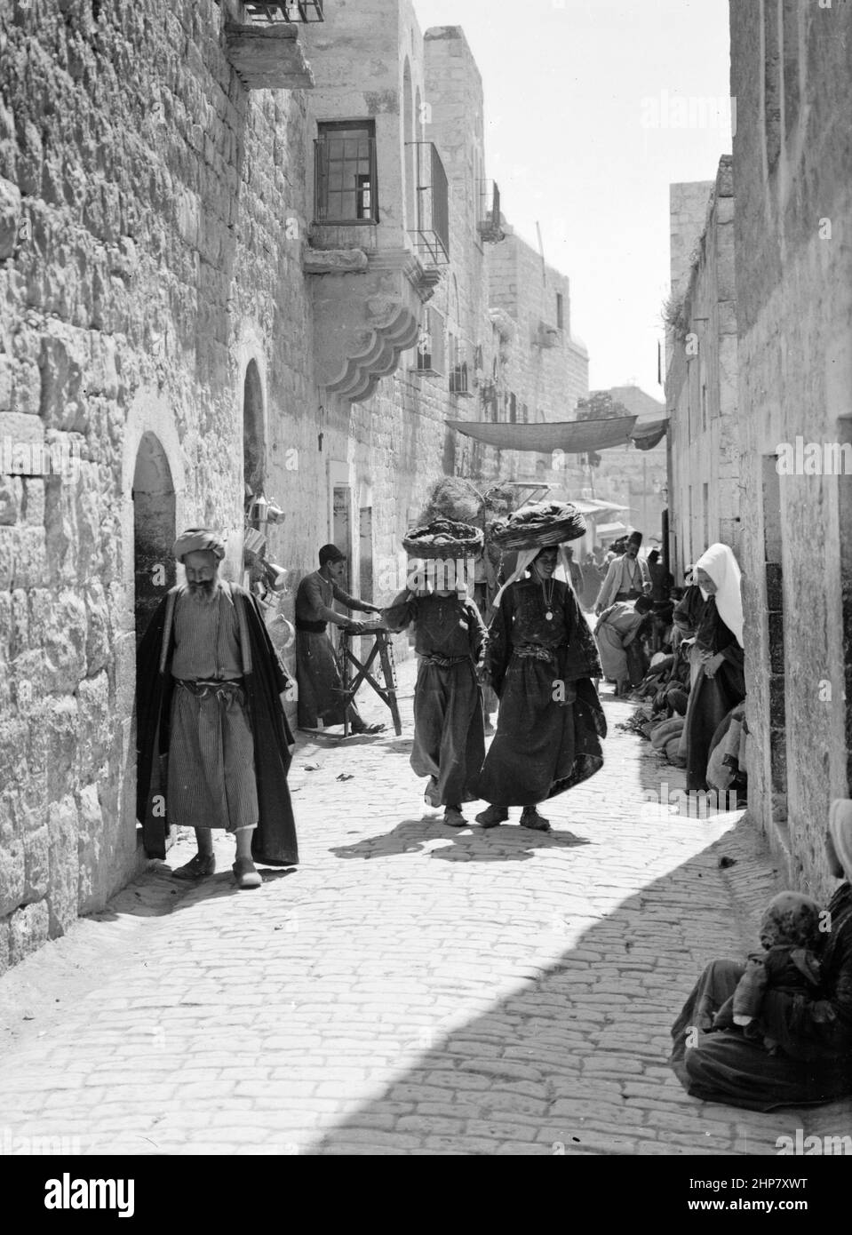 Middle East History Bethlehem. Street scene. (Street leading to the