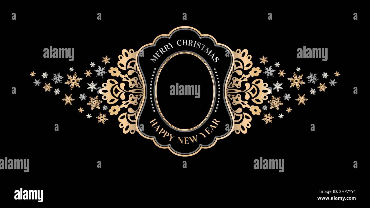 Frame Christmas Snowflake gold Stock Vector