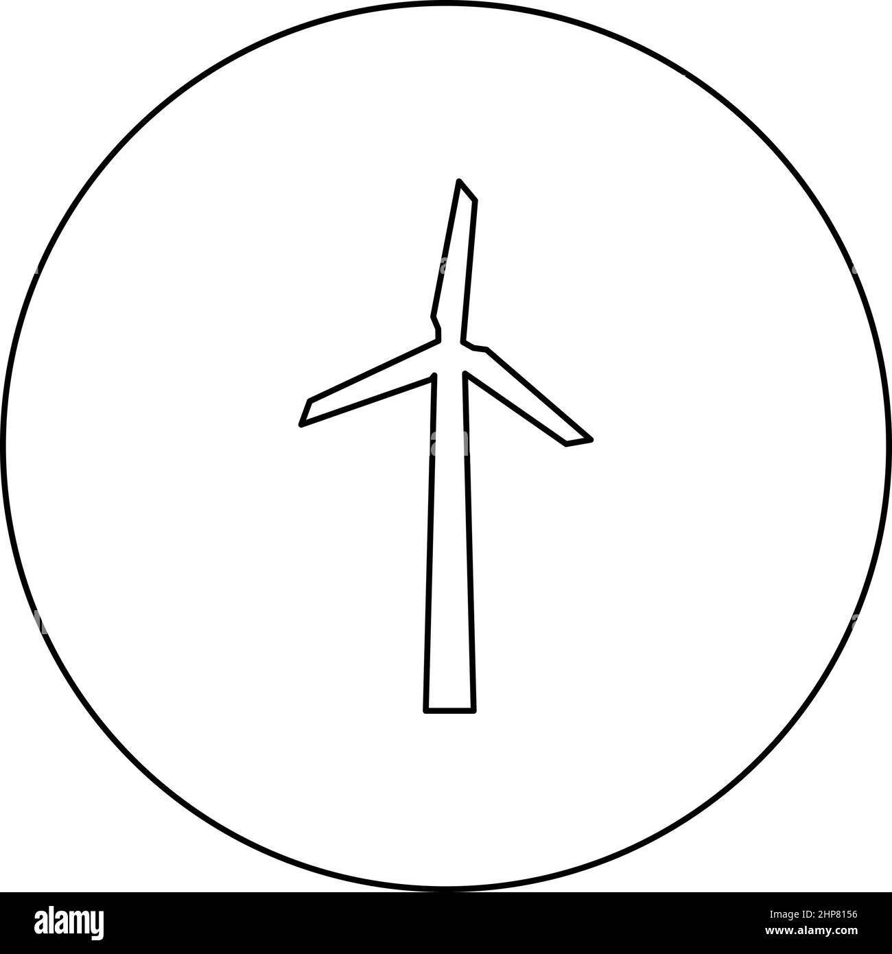Wind generator icon in circle round black color vector illustration image outline contour line thin style Stock Vector