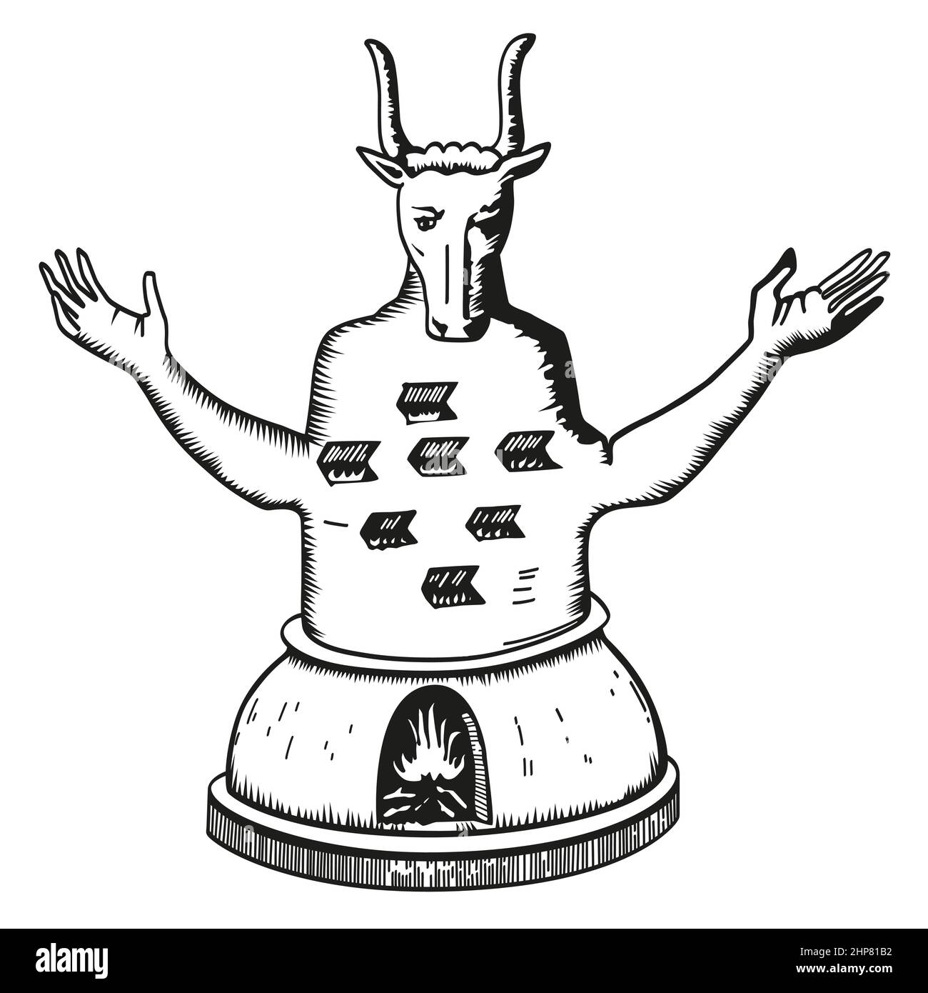 Moloch, also known as Molech or Melek, a pagan sacrifice deity Stock Vector