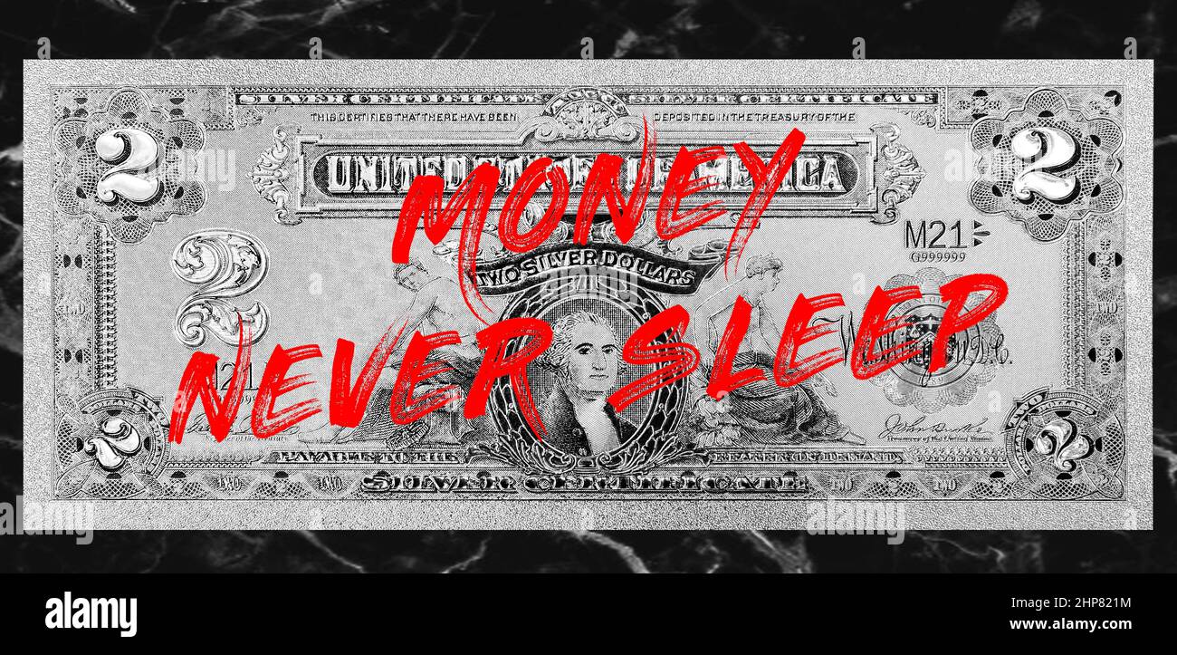 Money Never Sleeps golden , money in colors and golden texture, concept of  investment in the American market, profit due to the high dollar Stock  Photo - Alamy