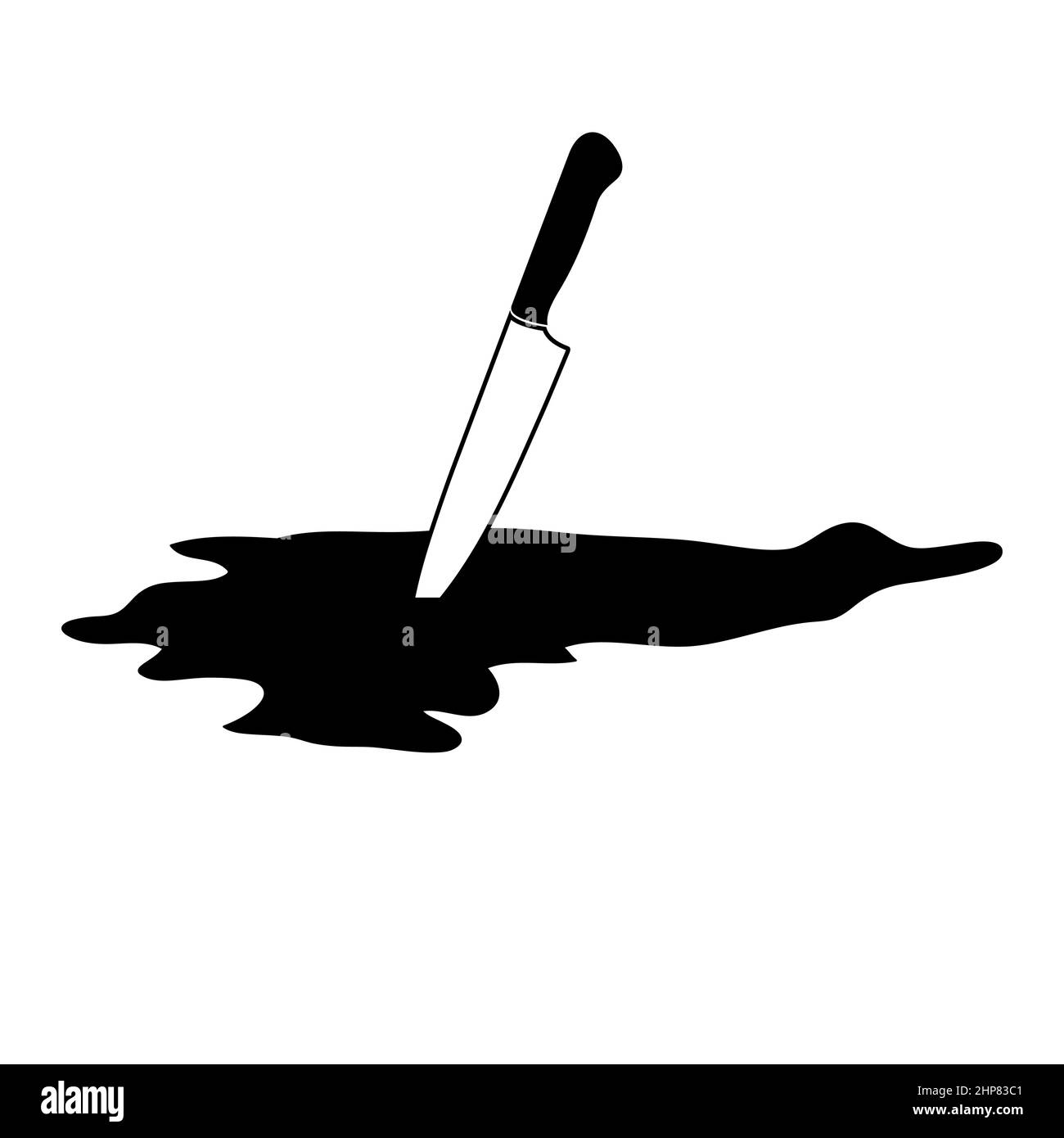 Knife in blood puddle. Vector design isoalted on white Stock Vector