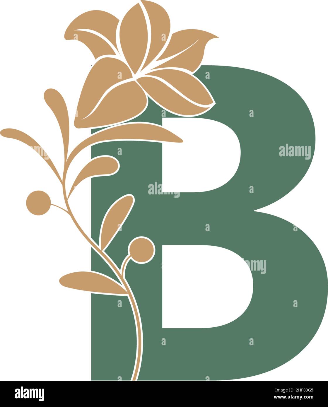 Letter B icon with lily beauty illustration template Stock Vector Image ...