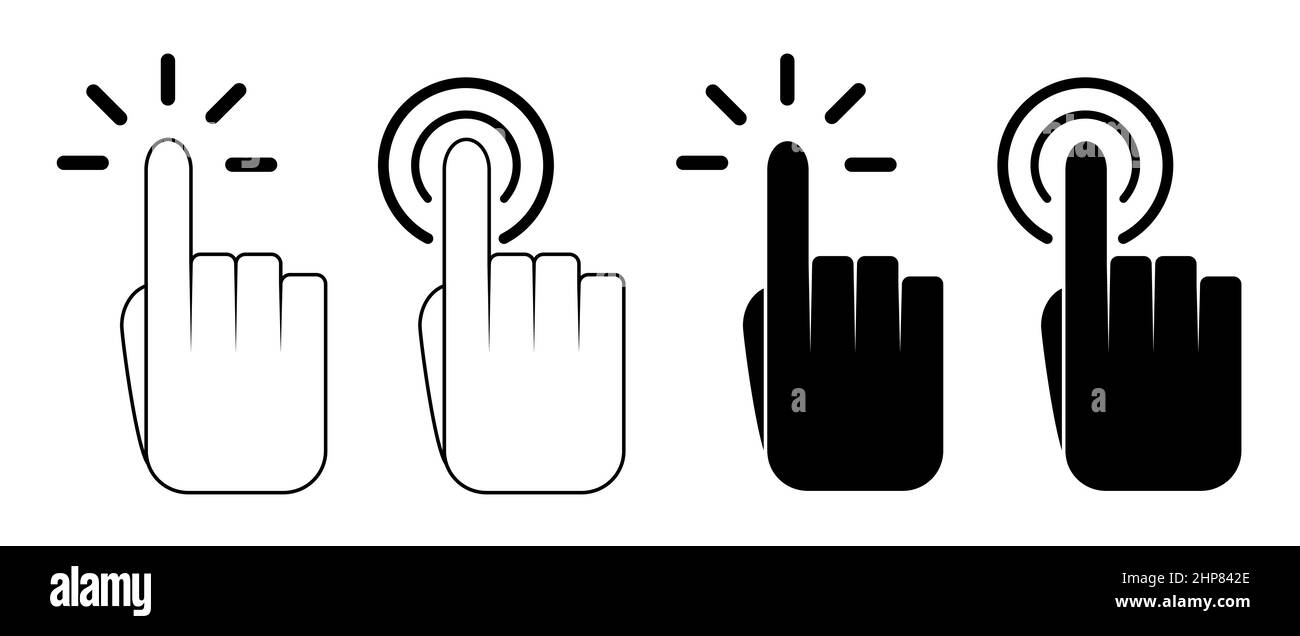 Pointer cursor сomputer mouse icon. Clicking finger, pointing hand
