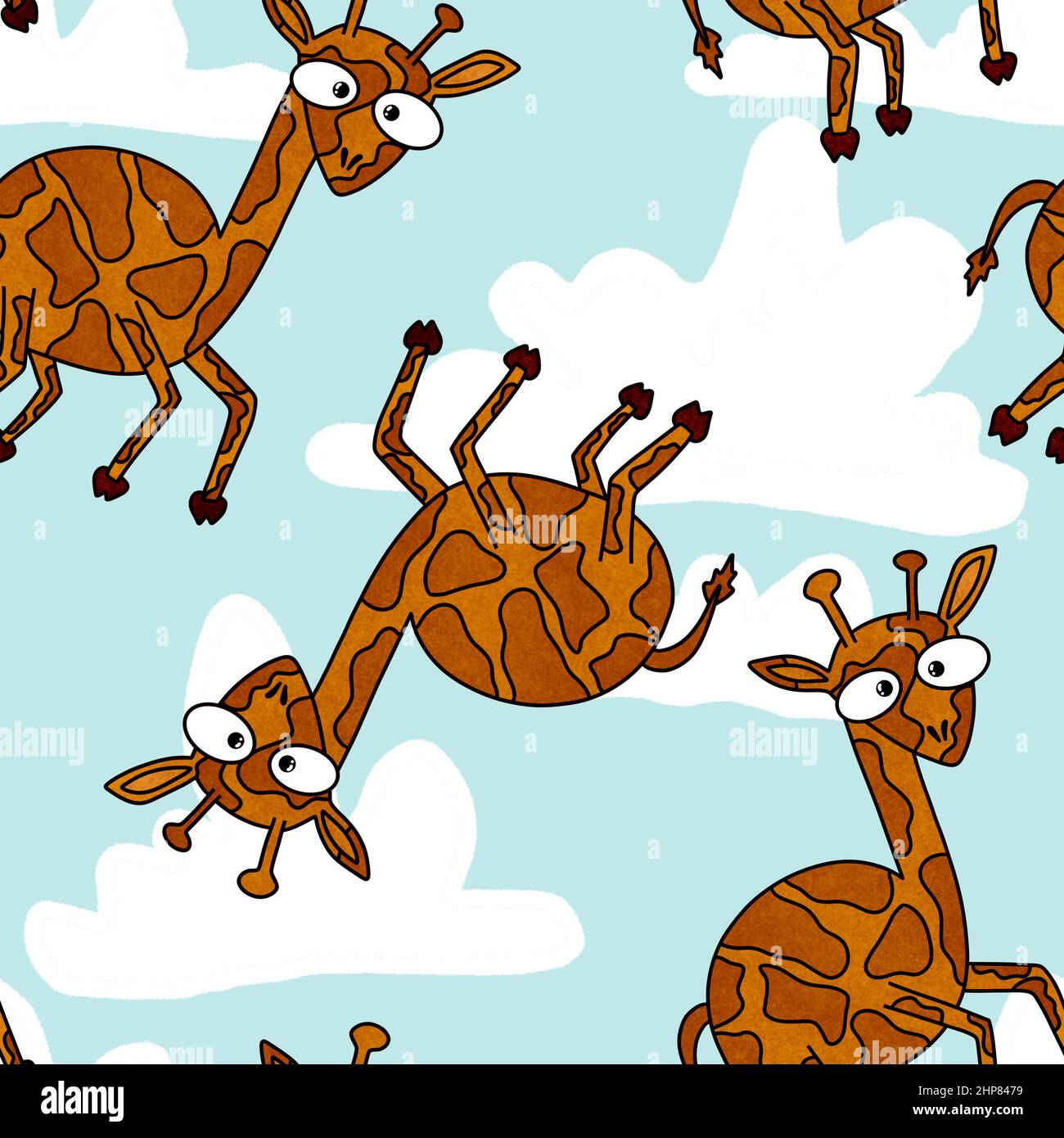 Seamless cute cartoon giraffes hi-res stock photography and images - Alamy