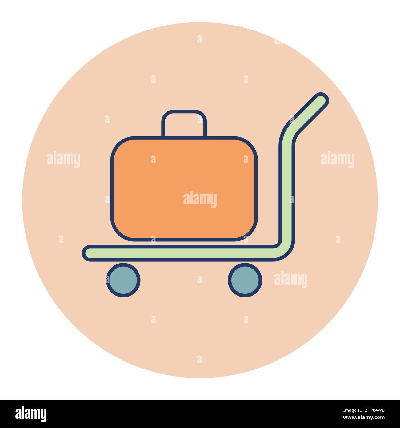 Baggage, luggage, suitcases on trolley vector icon Stock Vector