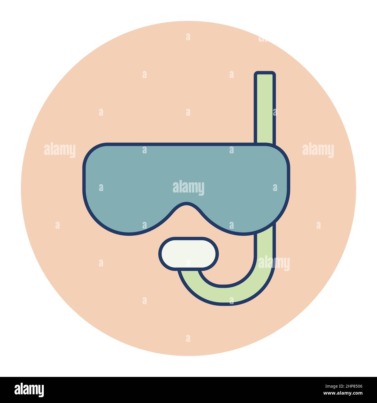 Diving mask with snorkel flat vector icon Stock Vector