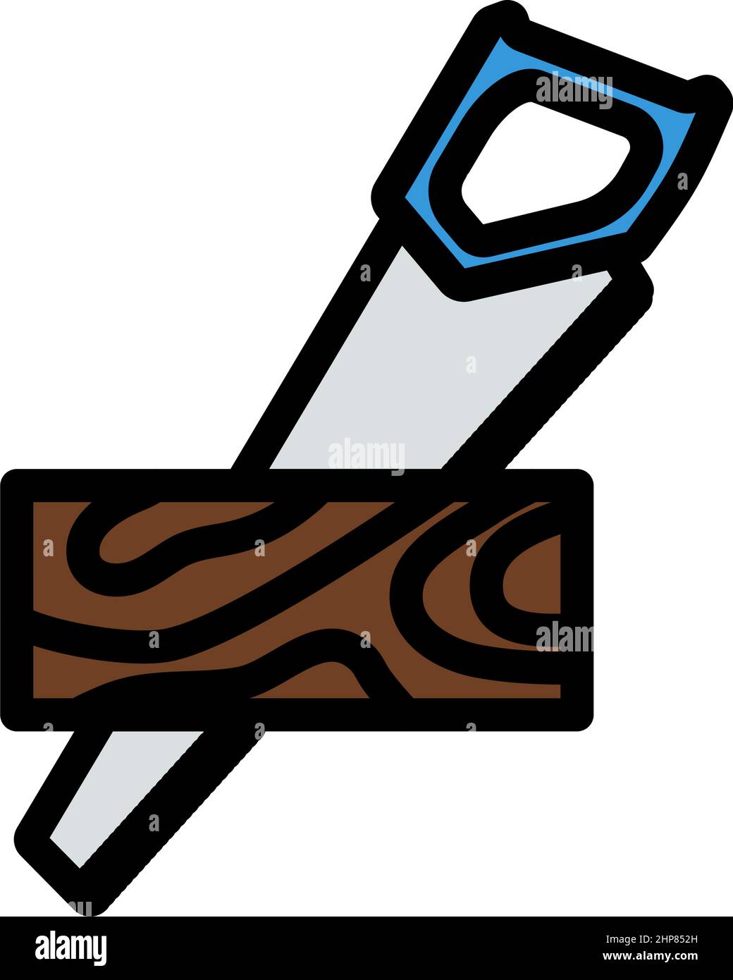 Handsaw Cutting A Plank Icon Stock Vector