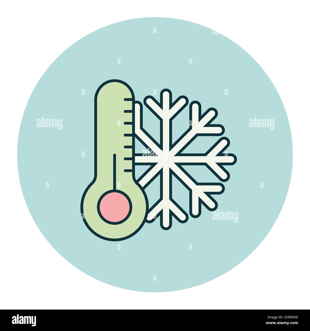 Thermometer and snowflake icon. Thermometer cold Stock Vector
