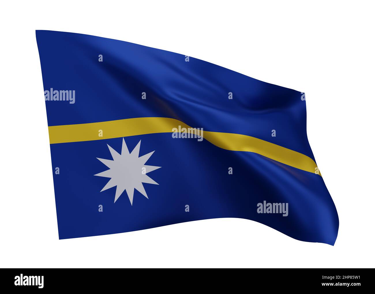 3d illustration flag of Republic of Nauru. Nauru high resolution flag isolated against white background. 3d rendering Stock Photo