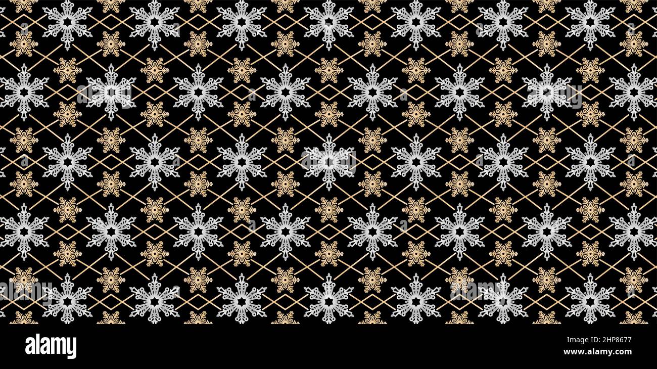 seamless pattern of snowflake with gold and silver design colors ...