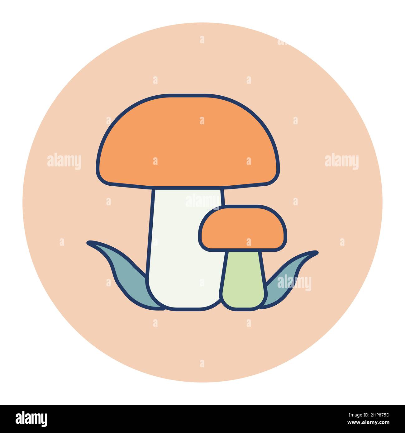 Forest mushrooms with a green grass vector icon Stock Vector