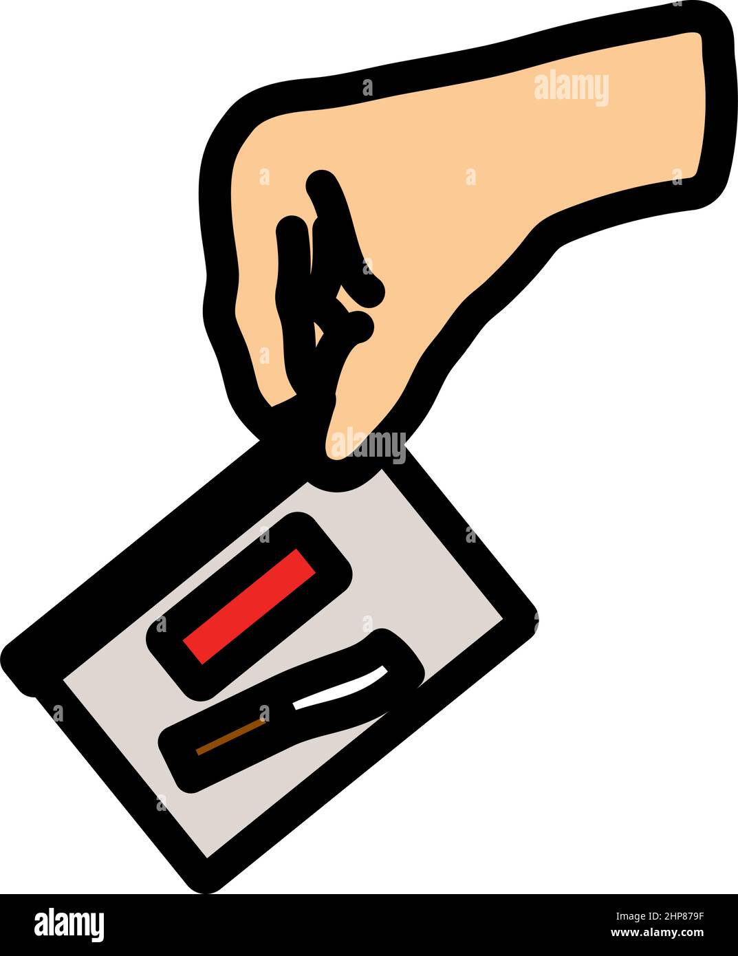 Hand Holding Evidence Pocket Icon Stock Vector