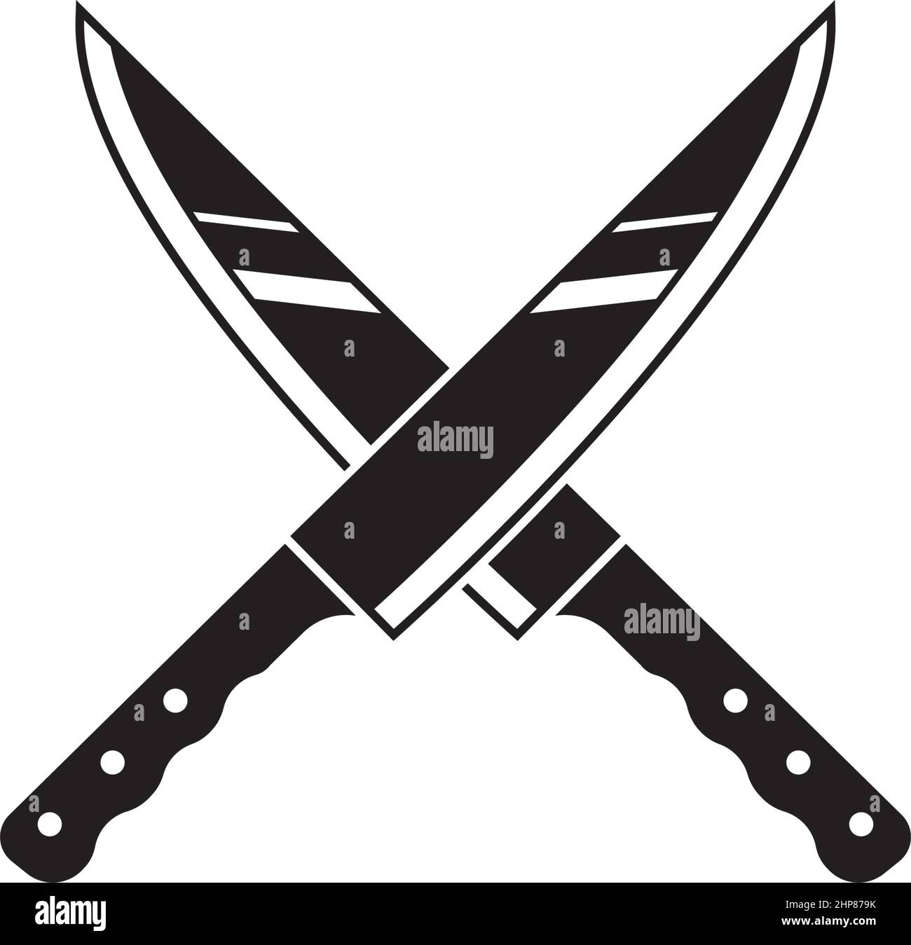 crossed kitchen knife or blade vector icon illustration design template Stock Vector