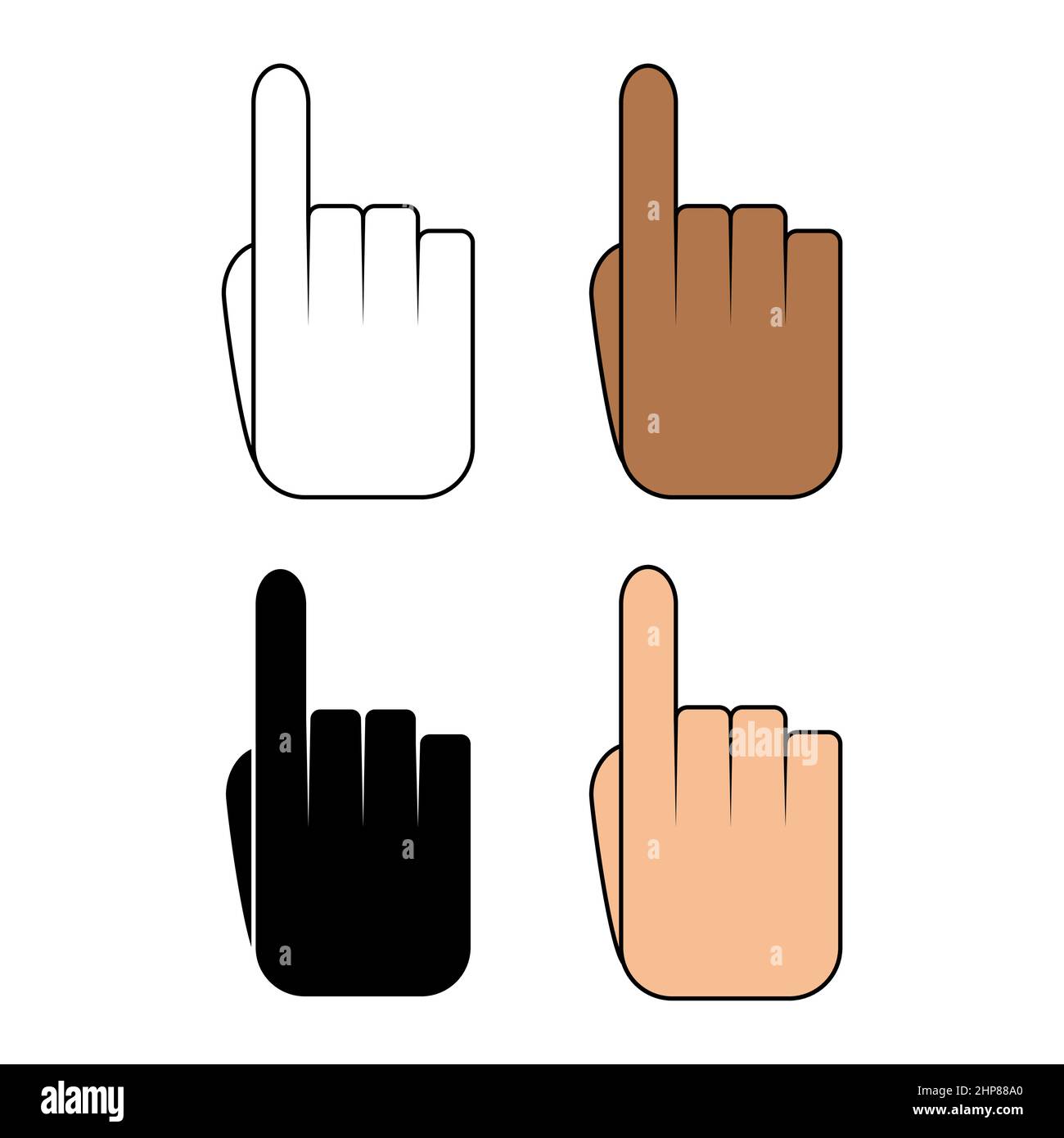 Hand pointing up vector. hand with pointing finger set. tap gesture Stock Vector