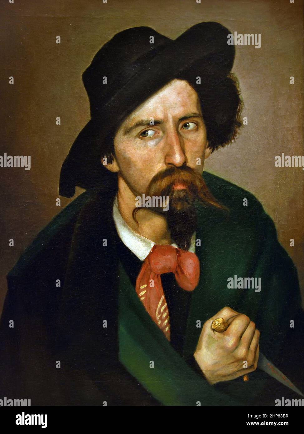 Ideal type of the romantic conspirator by painter L. Pasini second half of the 19th century Mazzini , Garibaldi  ( Unification and the creation of the Kingdom of Italy.) Stock Photo