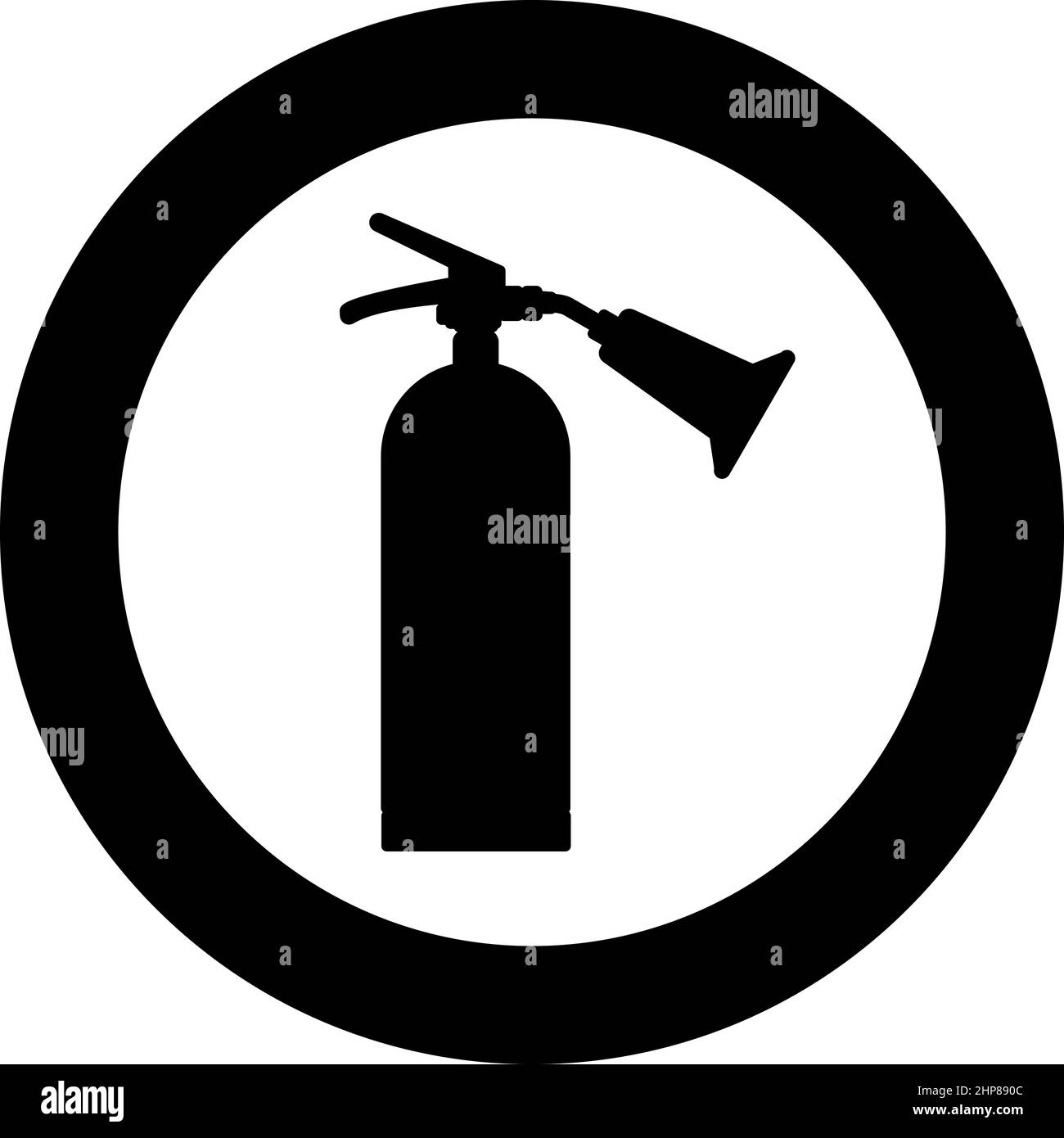 Fire extinguisher icon in circle round black color vector illustration image solid outline style Stock Vector
